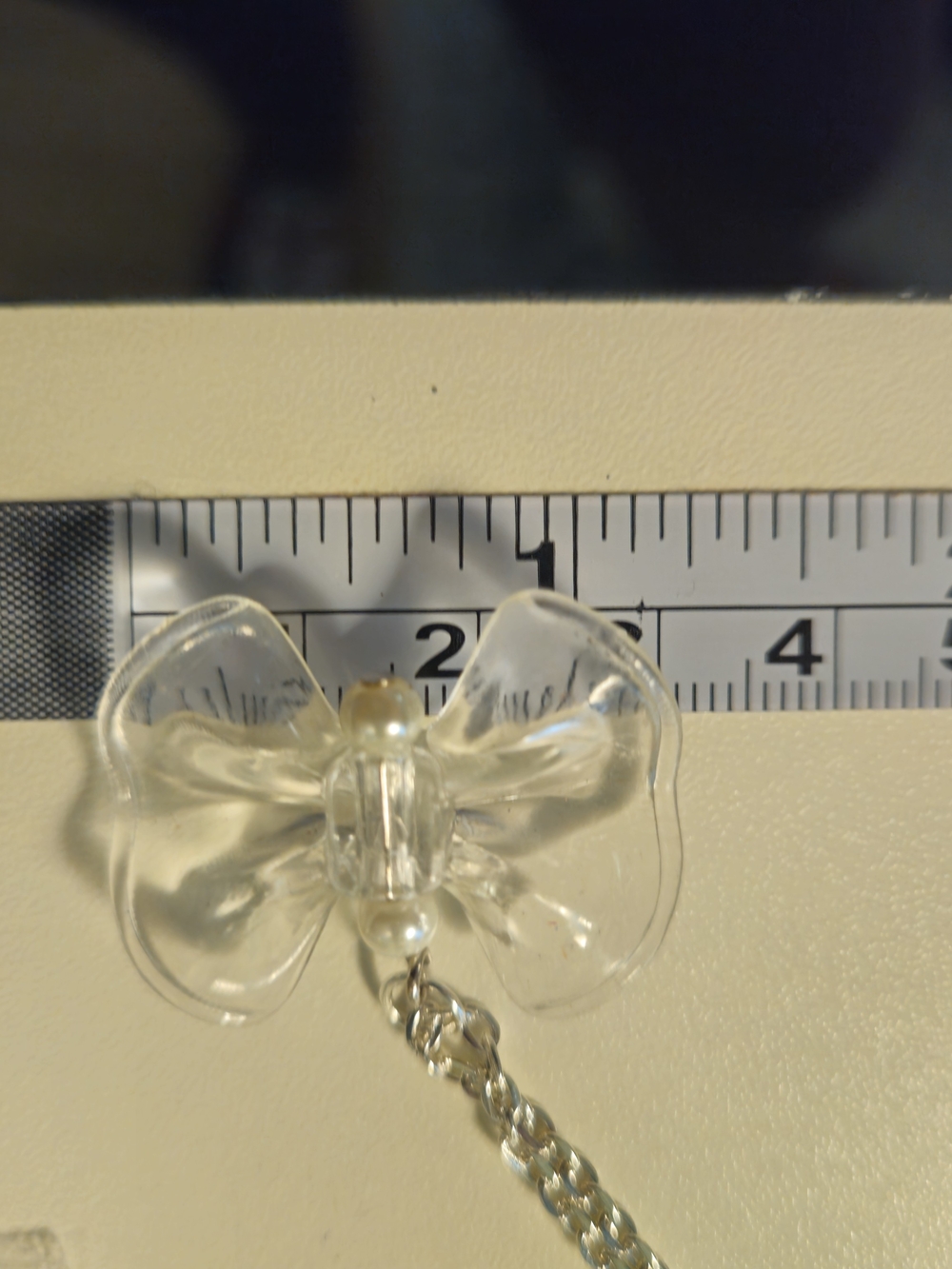 Clear Bow Pendant Necklace & earring set- Women Jewelry